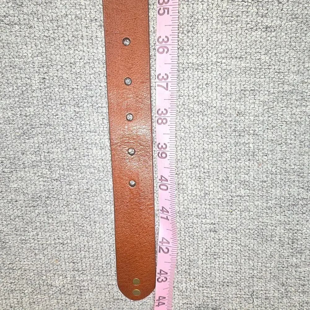 DE PALMA “MONA” GENUINE BROWN LEATHER BELT – BRASS BUCKLE – 44